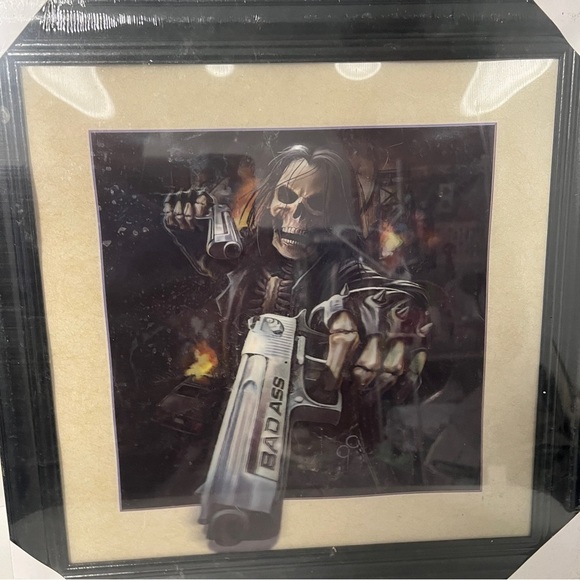 Big Boss Badass 3D Hologram Grim Reaper New Skull Art Black Frame Wall Frame - Picture 2 of 5